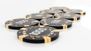 Casino Chips In Denominations Of 1000, 500, 100, 50, 25, 10, 5, 1