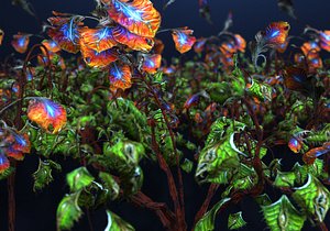 3D Alien Plants Animated Pack model