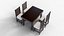 Modern Wooden Dining Table with 4 Chairs - High Quality 3D Furniture Model for Interior and Architec