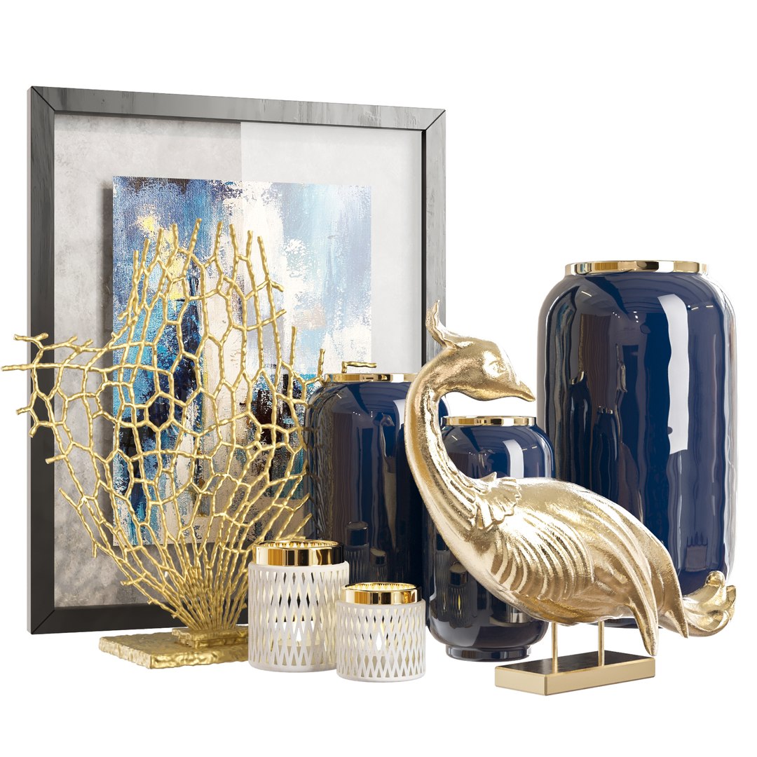 3D model Decorative set with vases and figurine - TurboSquid 1966968