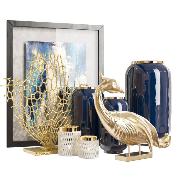 3D model Decorative set with vases and figurine - TurboSquid 1966968