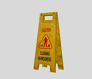 wet floor cleaning sign 3d model