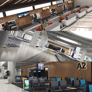 3D airport gates waiting model