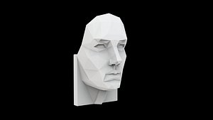3D Faceted Human Face Sculpture in Origami Style
