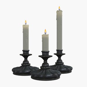 Antique Victorian Candle Low-poly 3D model 3D