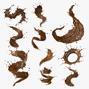 3D Chocolate Splash Bundle model