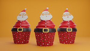 3D model christmas cupcake