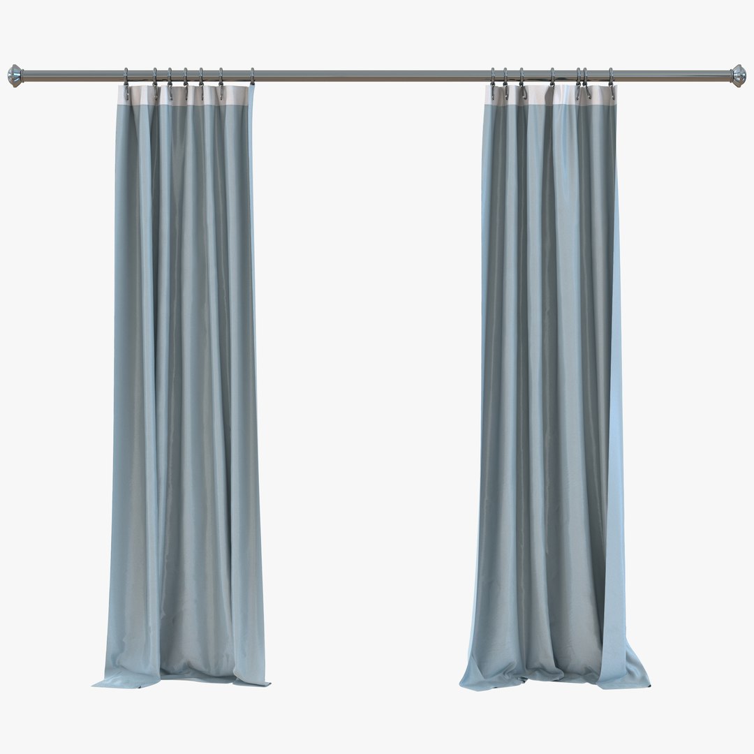 Curtain 5 Blue 3D Model 3D model preview