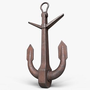3D Old ship anchor