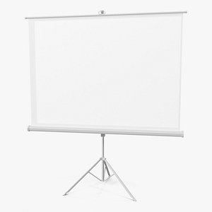 Office Tripod Projection Screen White 3D Model