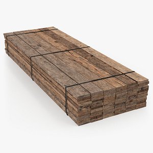 lumber stack old wood 3D