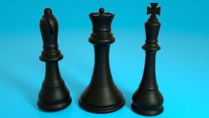 3D bishop king queen model