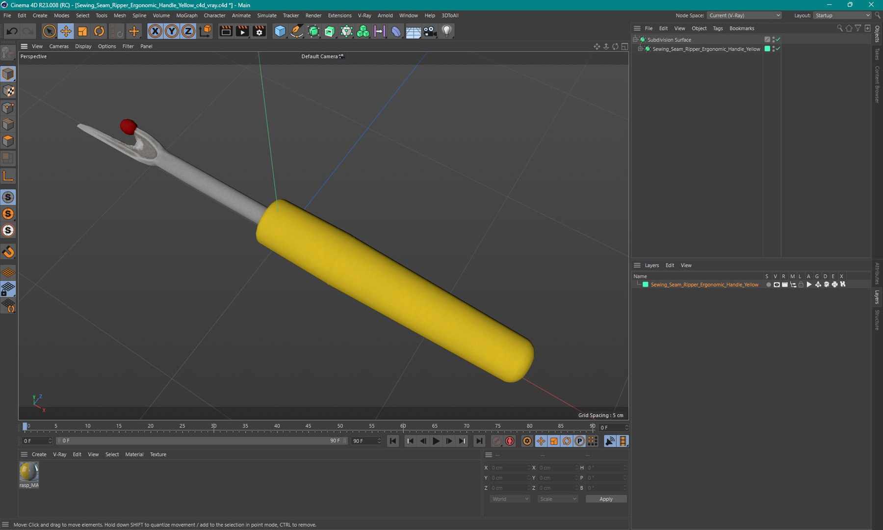 Sewing Seam Ripper Ergonomic Handle Yellow 3D Model - TurboSquid 2402367