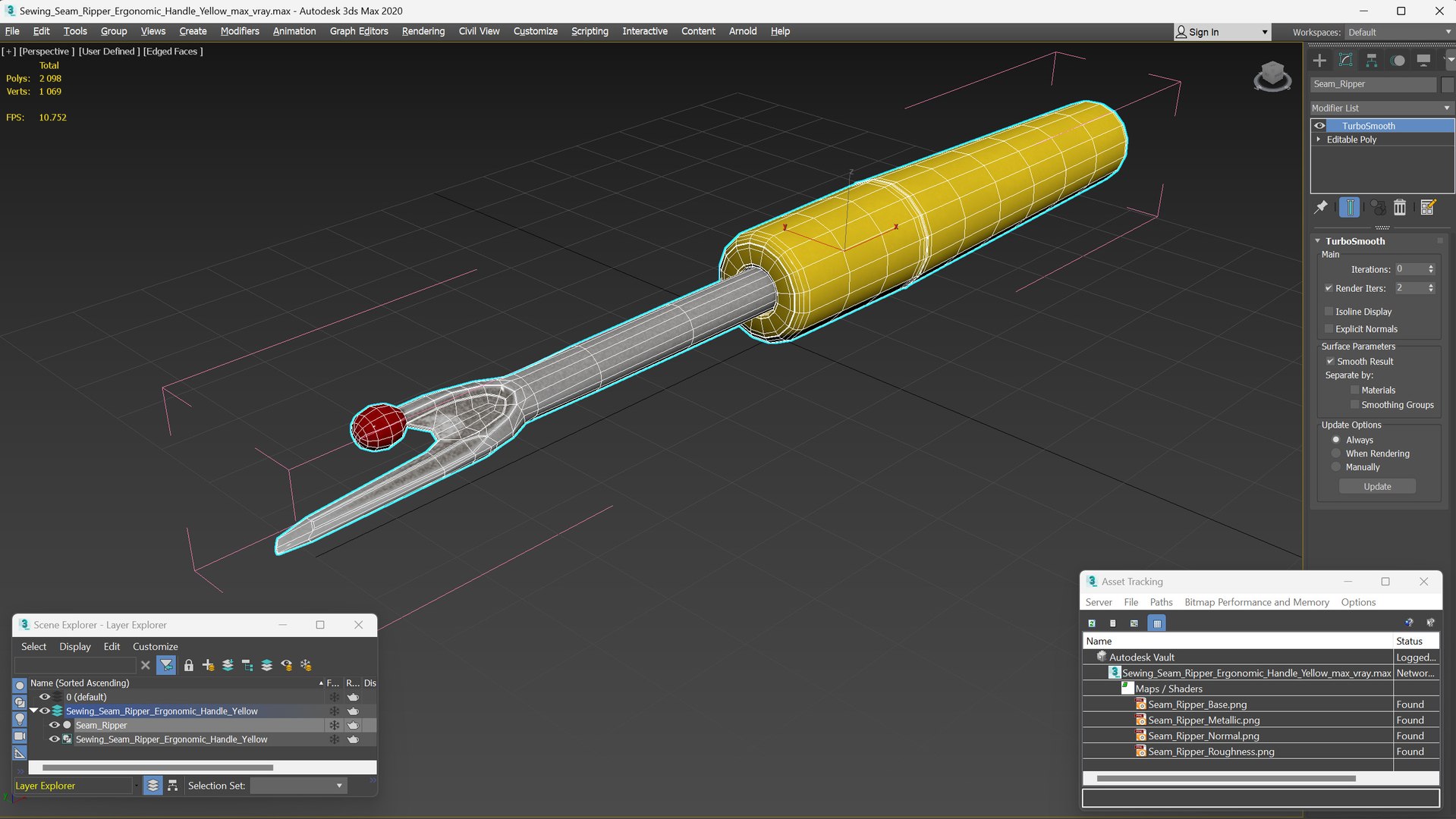 Sewing Seam Ripper Ergonomic Handle Yellow 3D Model - TurboSquid 2402367