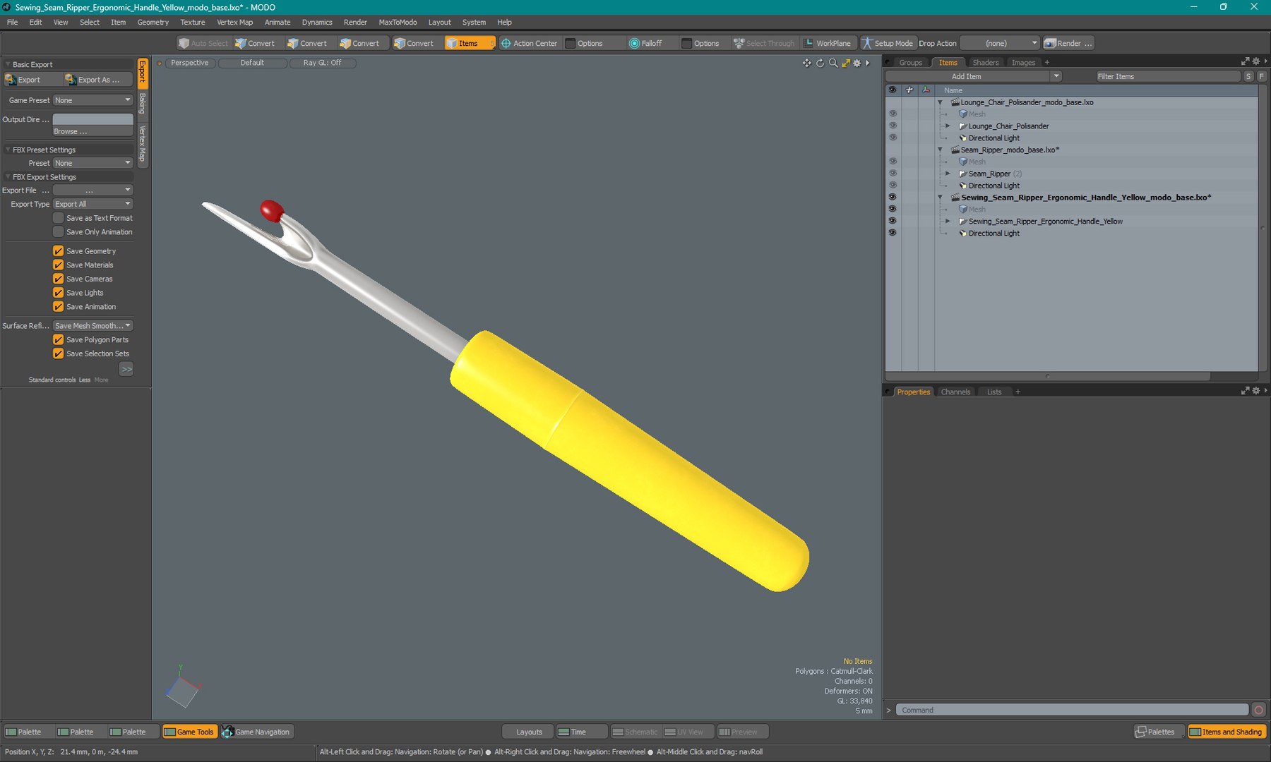 Sewing Seam Ripper Ergonomic Handle Yellow 3D Model - TurboSquid 2402367