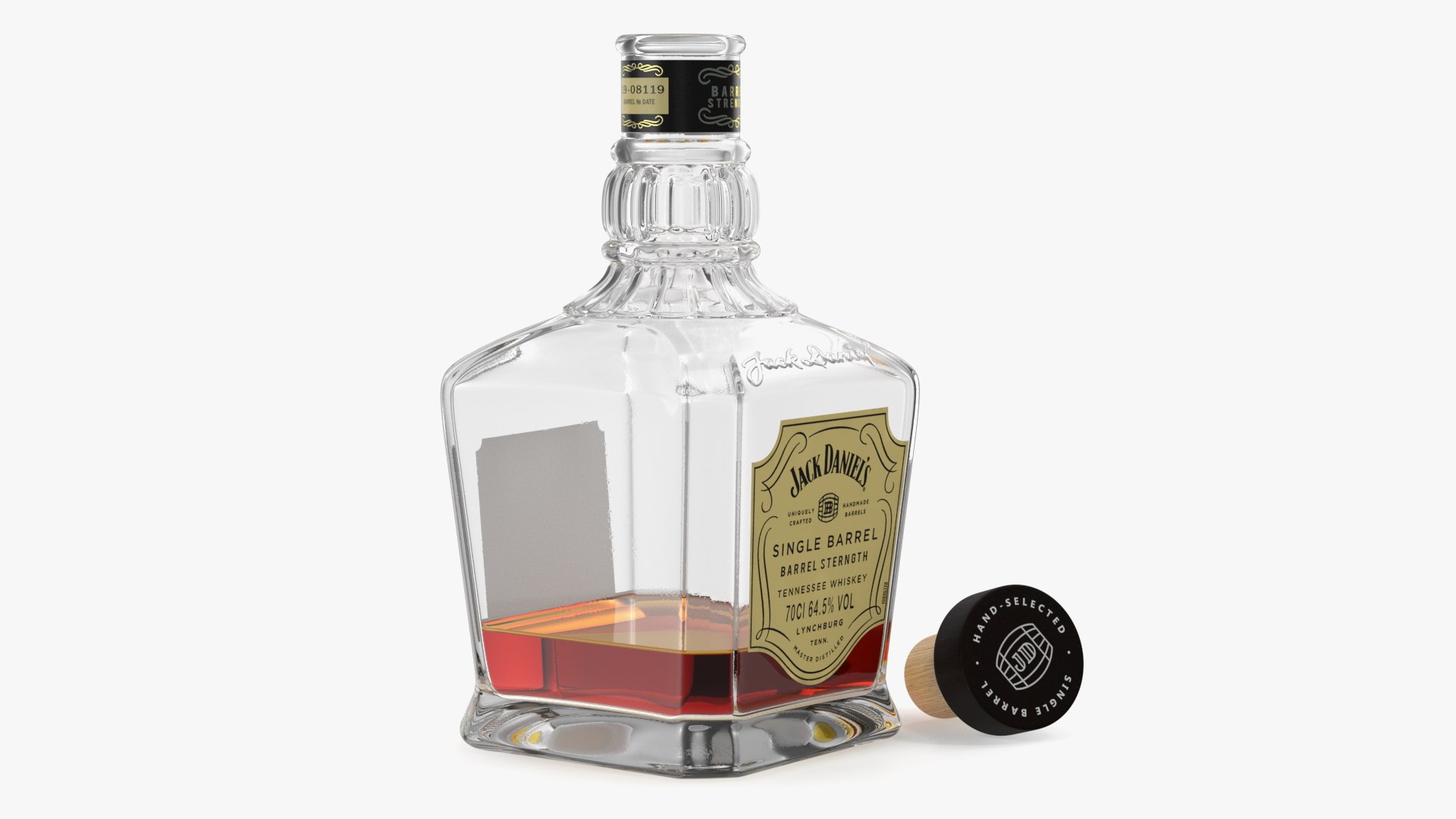 Open Bottle of Whiskey Jack Daniels Single Barrel 3D TurboSquid 2044713