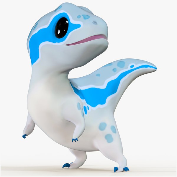 Cartoon Dinosaur Blue Rigged PBR 3D model