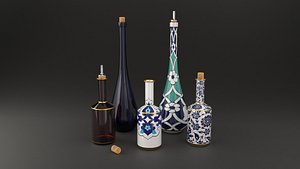 decorative olive oil pots 3D model