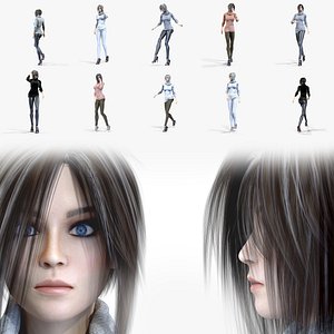 Female Woman Character Kenzie I 10 Walking Poses Pack 3D