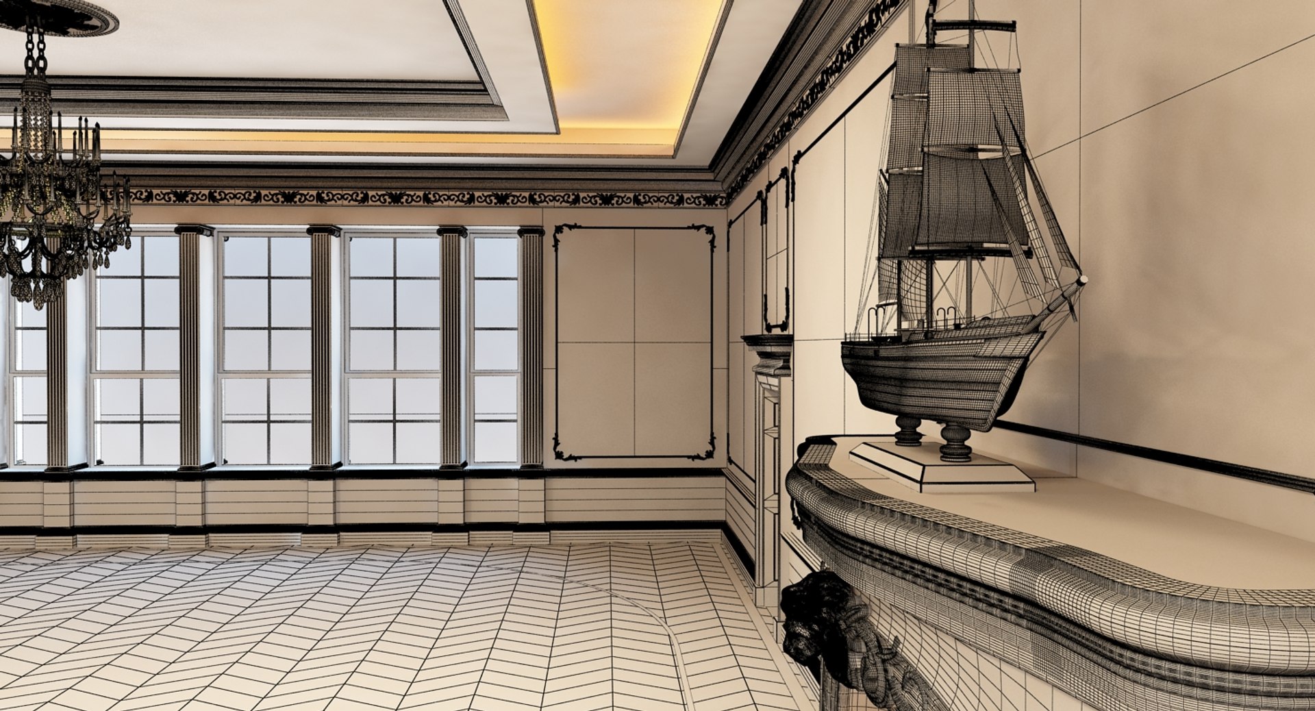Classical Interior Scene Model - TurboSquid 1154196