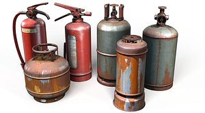 3D model Factory gas cylinders pack