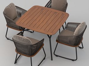 Modern outdoor dining table and chairs 3D