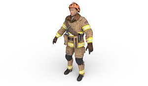 Firefighter character Low-poly 3D model