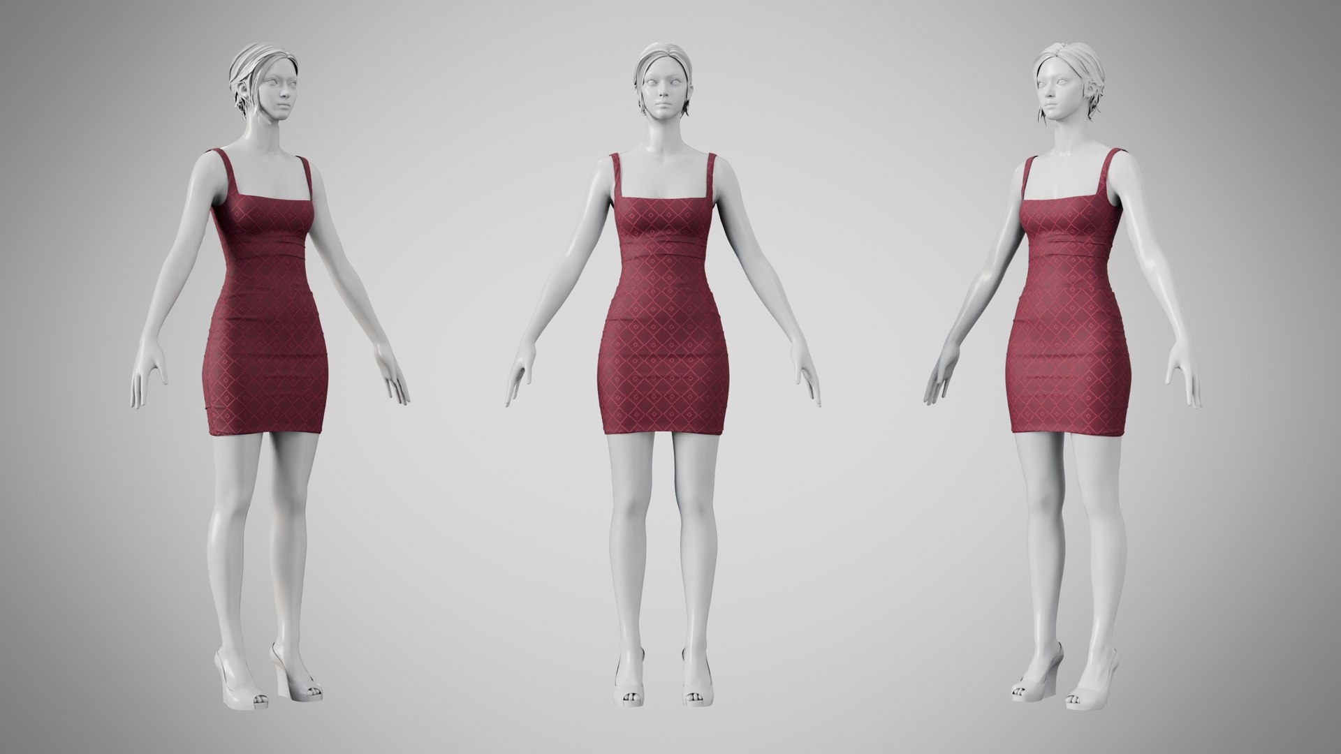 Dress 52 Dark Red 3D Model - TurboSquid 2527647