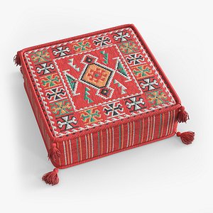 3D Arabic Majlis Puff Red model