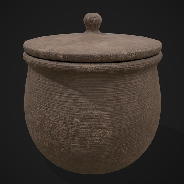 3D Simple Clay Lidded Pot