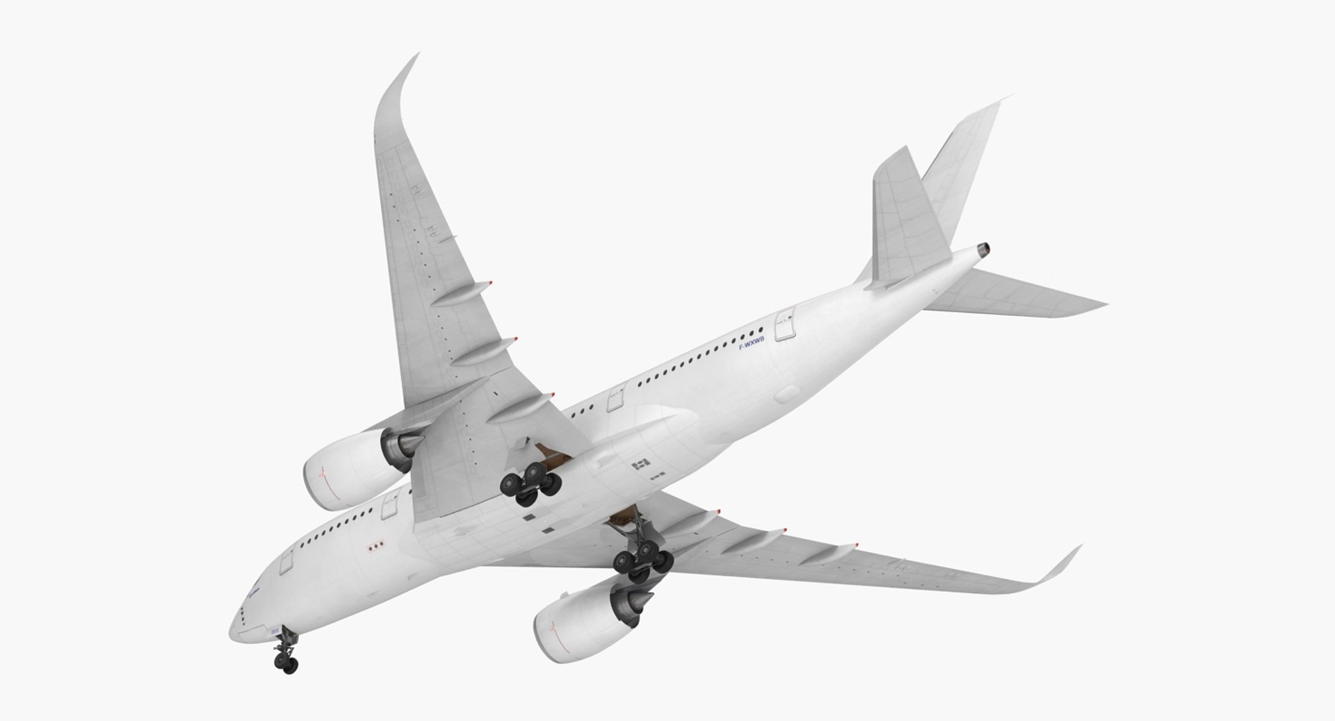 Airbus A350-800 Generic Rigged 3D Model 3D model preview