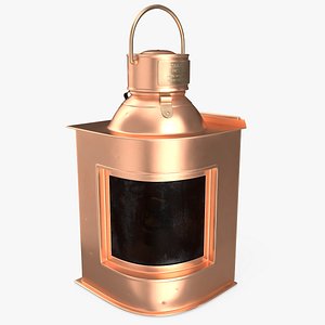 3D Antique Copper Ship Lantern with Black Glass