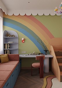 3D Children room Colored Interior model