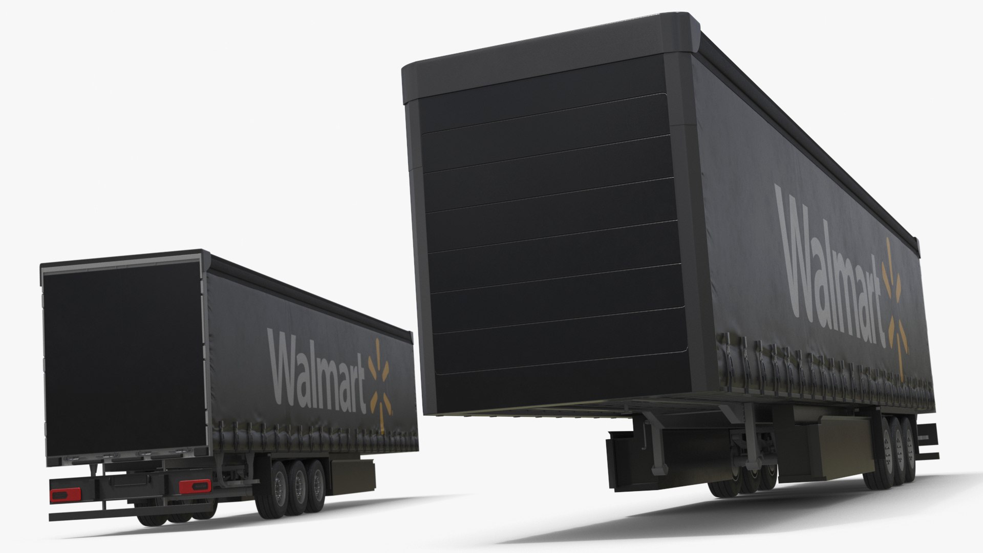Walmart Freight Trailer Black 3D model preview