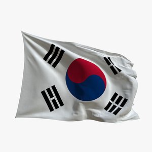 Realistic Animated Flag - Microtexture Rigged - Put your own texture - Def South Korea 3D model
