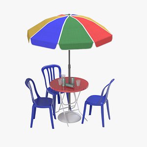 3D Table With Parasol