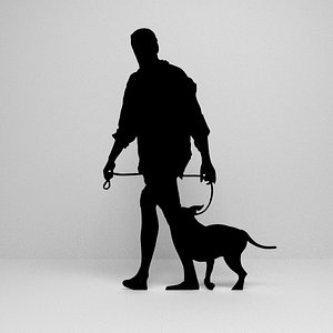3D model walking dog silhouette