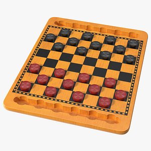 Wood Checkers Set Game Ready