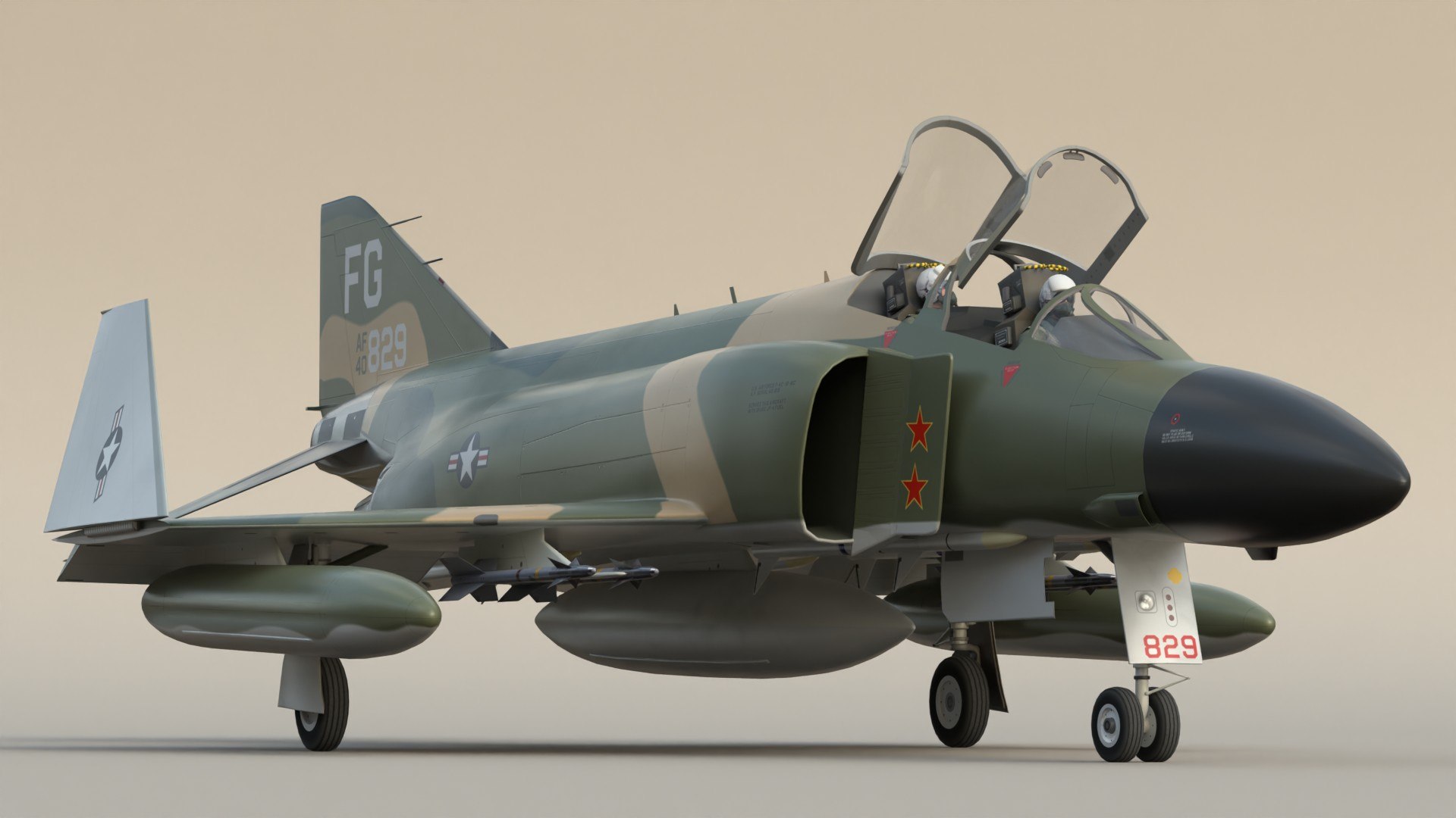 Phantom II F4 USAF SC 3D Model - TurboSquid 2324166