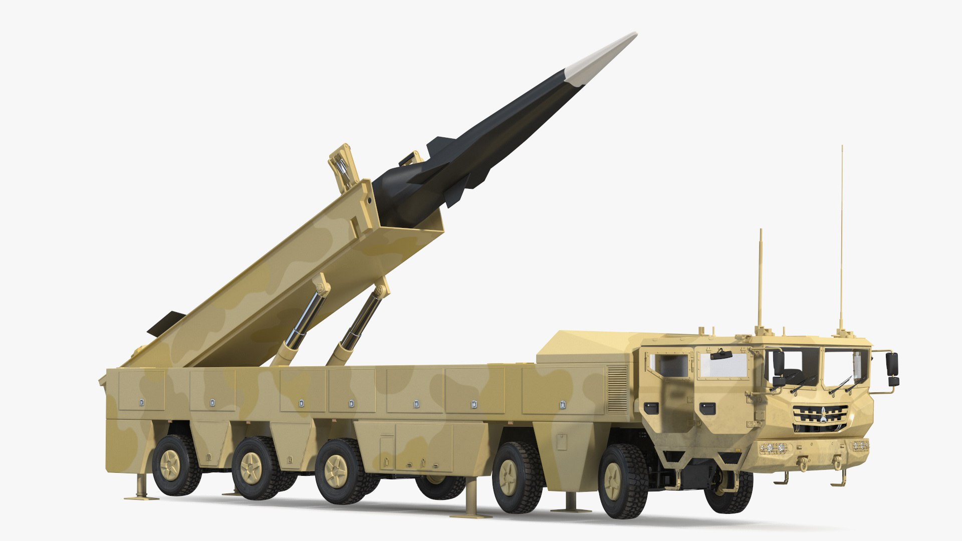 Atomic Missile on Road Mobile Vehicle Rigged for Cinema 4D 3D model preview