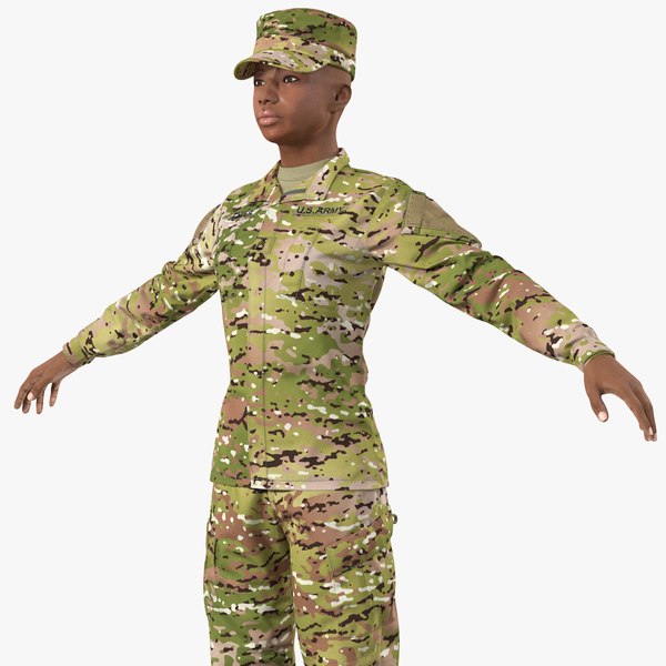 black female soldier camo 3D model