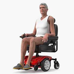 Patient with Jazzy Select Wheelchair Rigged for Cinema 4D