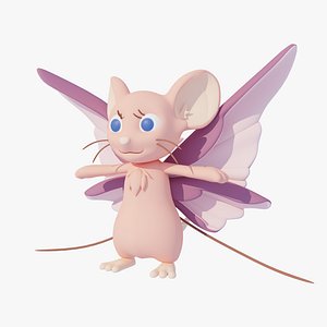3D model Mouse with butterfly wing Rigged 3d model