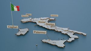 Italy detailed Map with Animated Flag