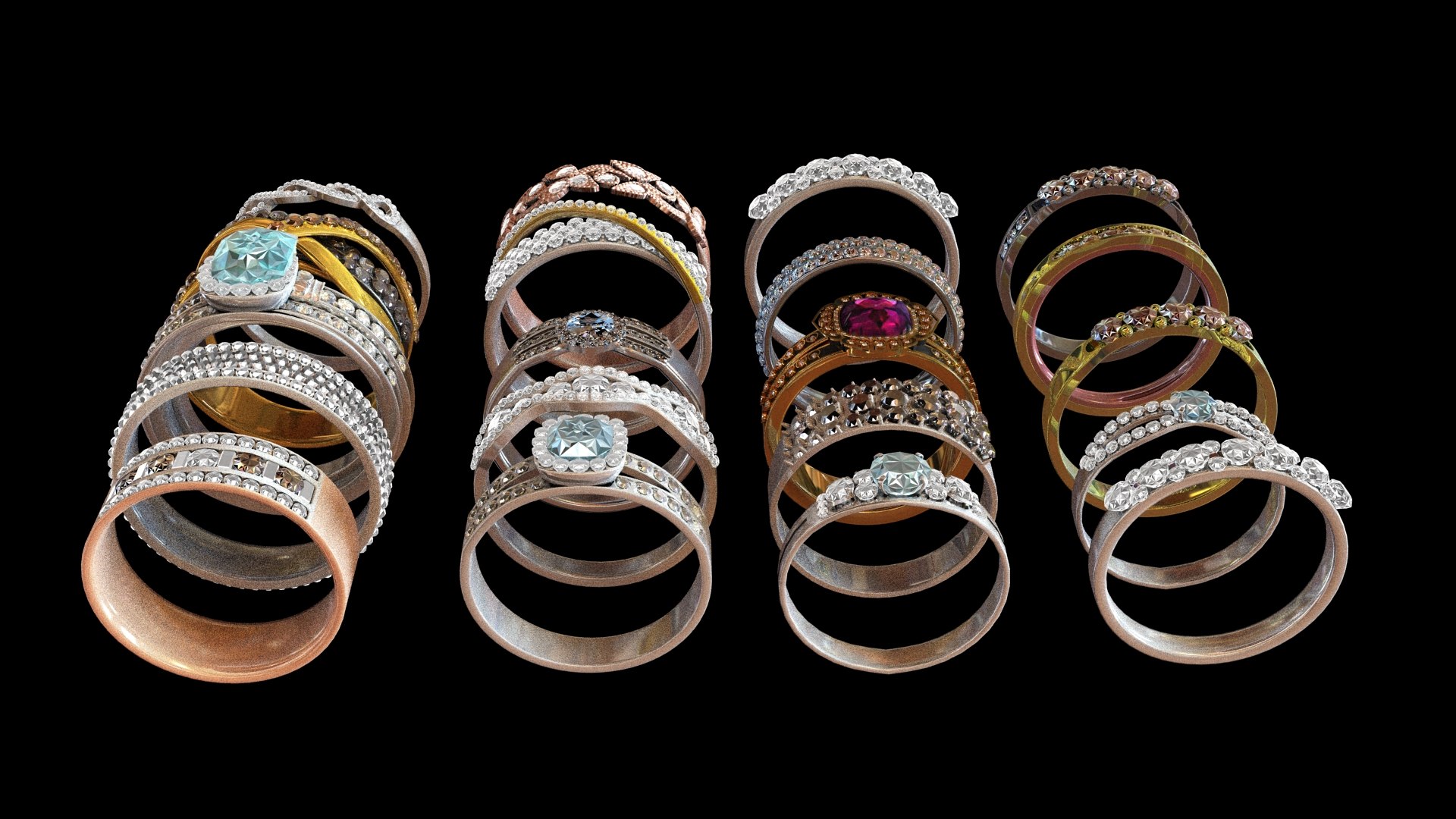 3D 20 High Quality Jewelry Diamond Rings TurboSquid 1798651