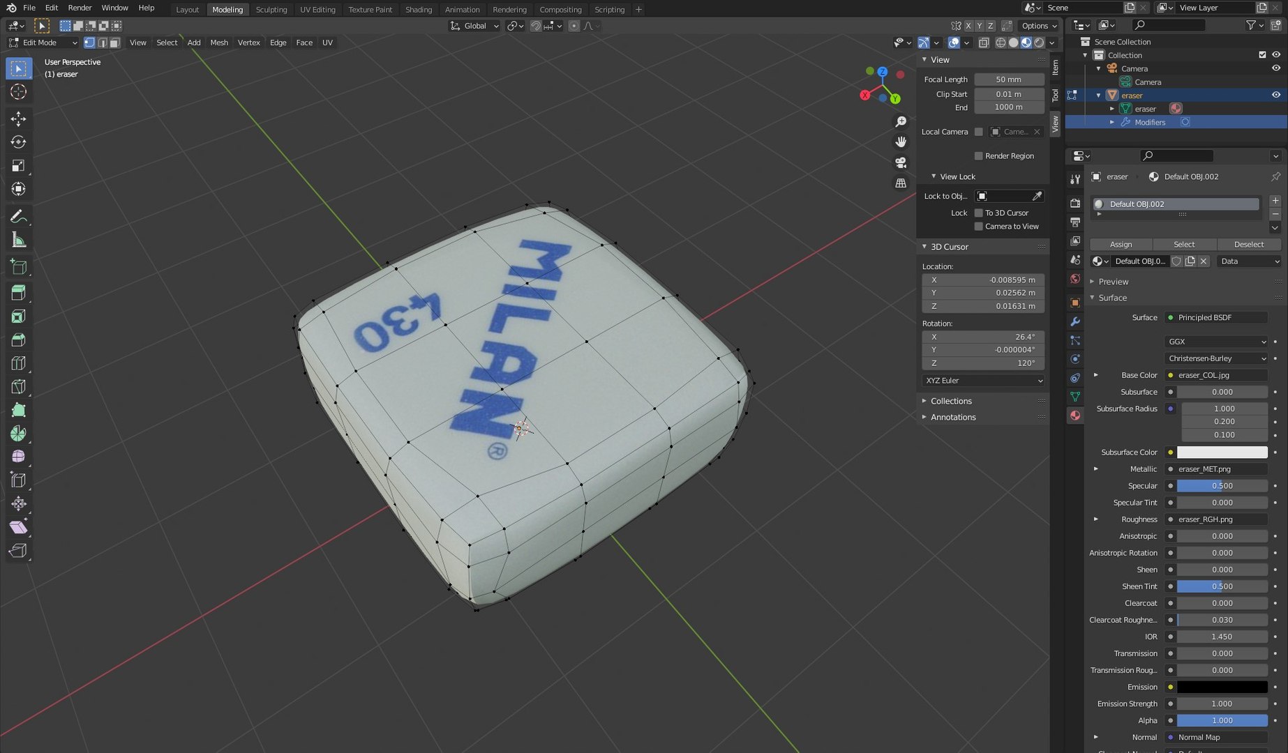 3D Eraser model TurboSquid 1808273