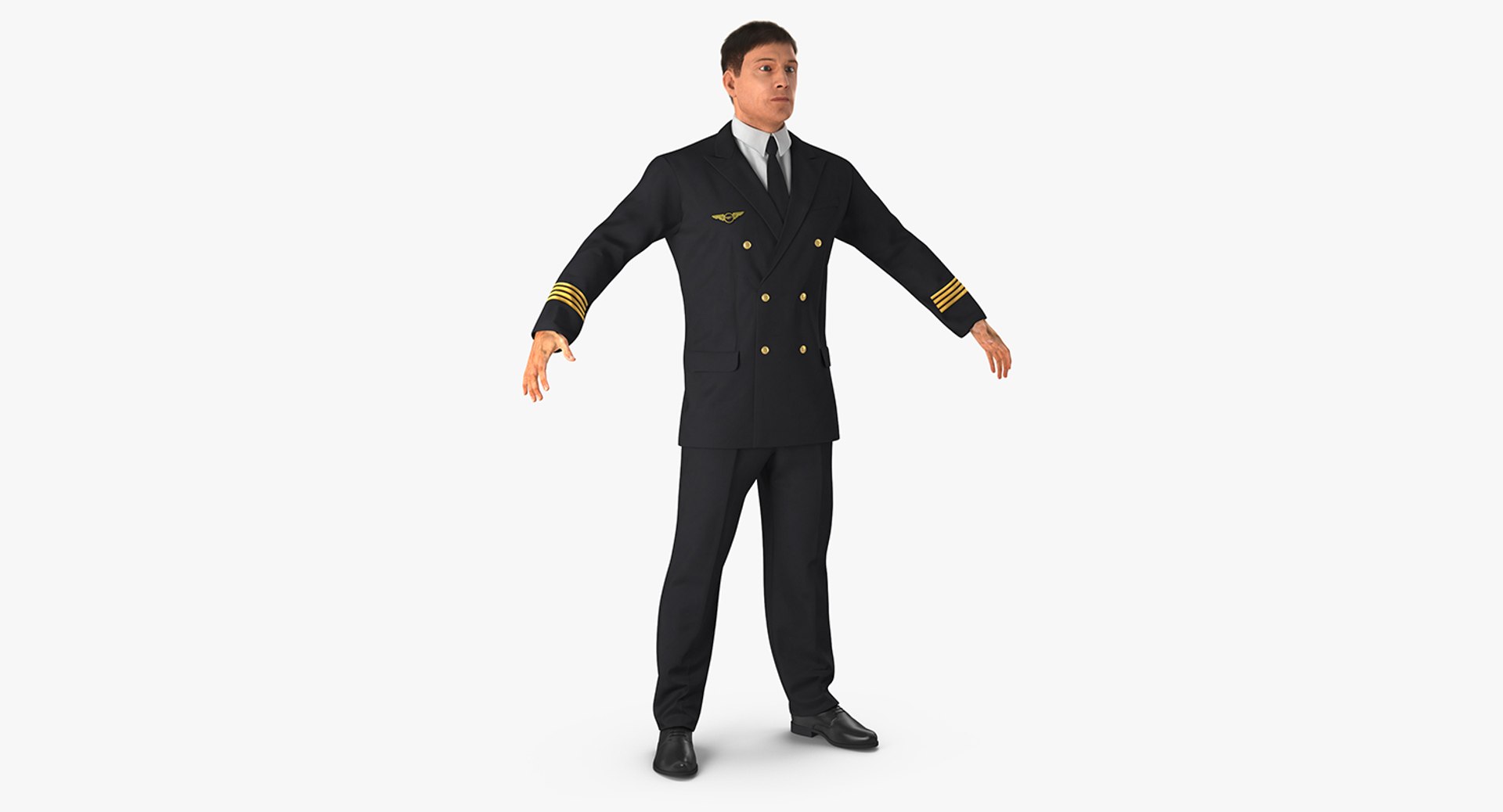 Airline Pilot with Hair 3D model preview