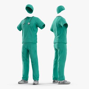 Medical Scrubs Outfit with Stethoscope Teal