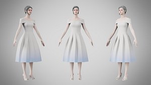 Dress 42 Silver Feather 3D