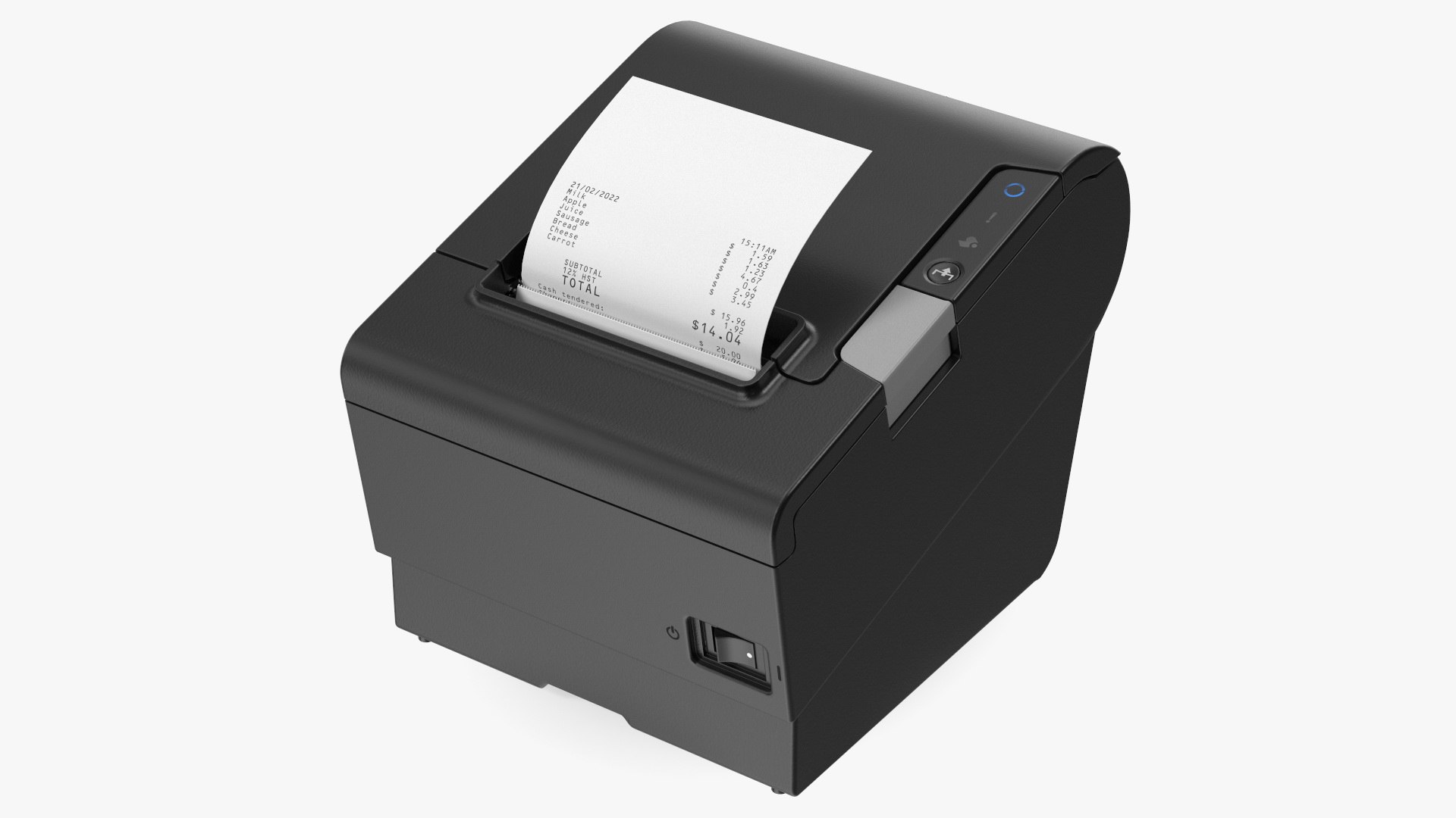 Compact POS Thermal Receipt Printer Black 3D model preview